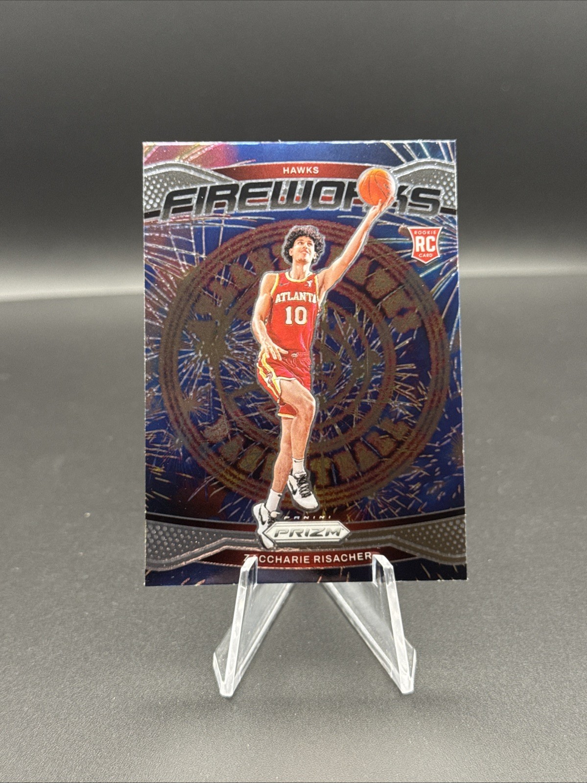 2024-25 Panini Prizm #6 Zaccharie Risacher RC Fireworks Atlanta Hawks