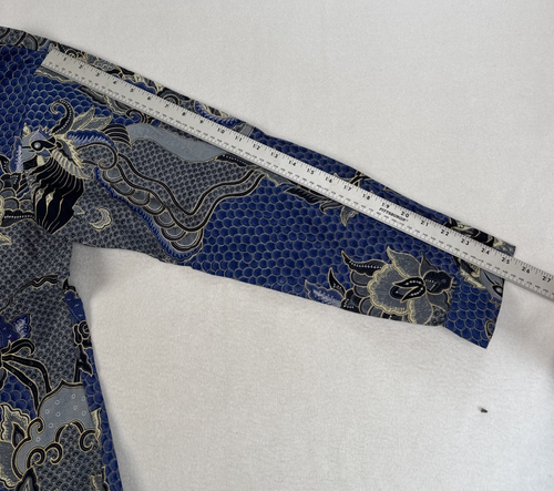 Vintage Mirota Batik Mens Shirt Blue Button Up Paisley Size LG. Free Shipping - Picture 7 of 11