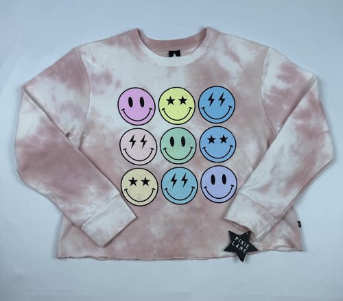 PixieLane Girls Size 14 Tie-Dye Sweatshirt Smiley Face Graphic Pullover USA Made - Picture 2 of 9