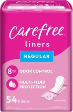 Carefree Panty Liners for Women, Regular, Wrapped, Unscented, 54Ct | Pantiliners