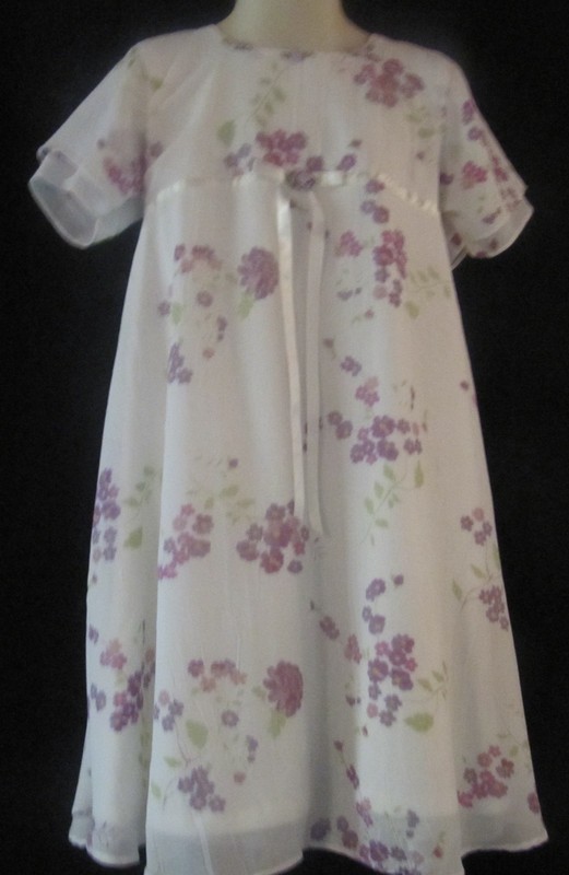Baby Togs Short Sleeve White Dress with Purple Flowers Size 5
