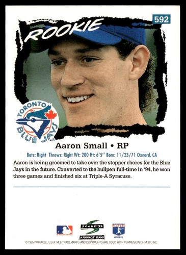 1995 Score Aaron Small Rookie Toronto Blue Jays #592 - Picture 2 of 2