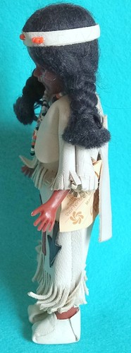 Vintage Carlson Indianer Mandan Prinzessin Schlafaugen Puppe mit Papoose & Etikett - Bild 7 von 13