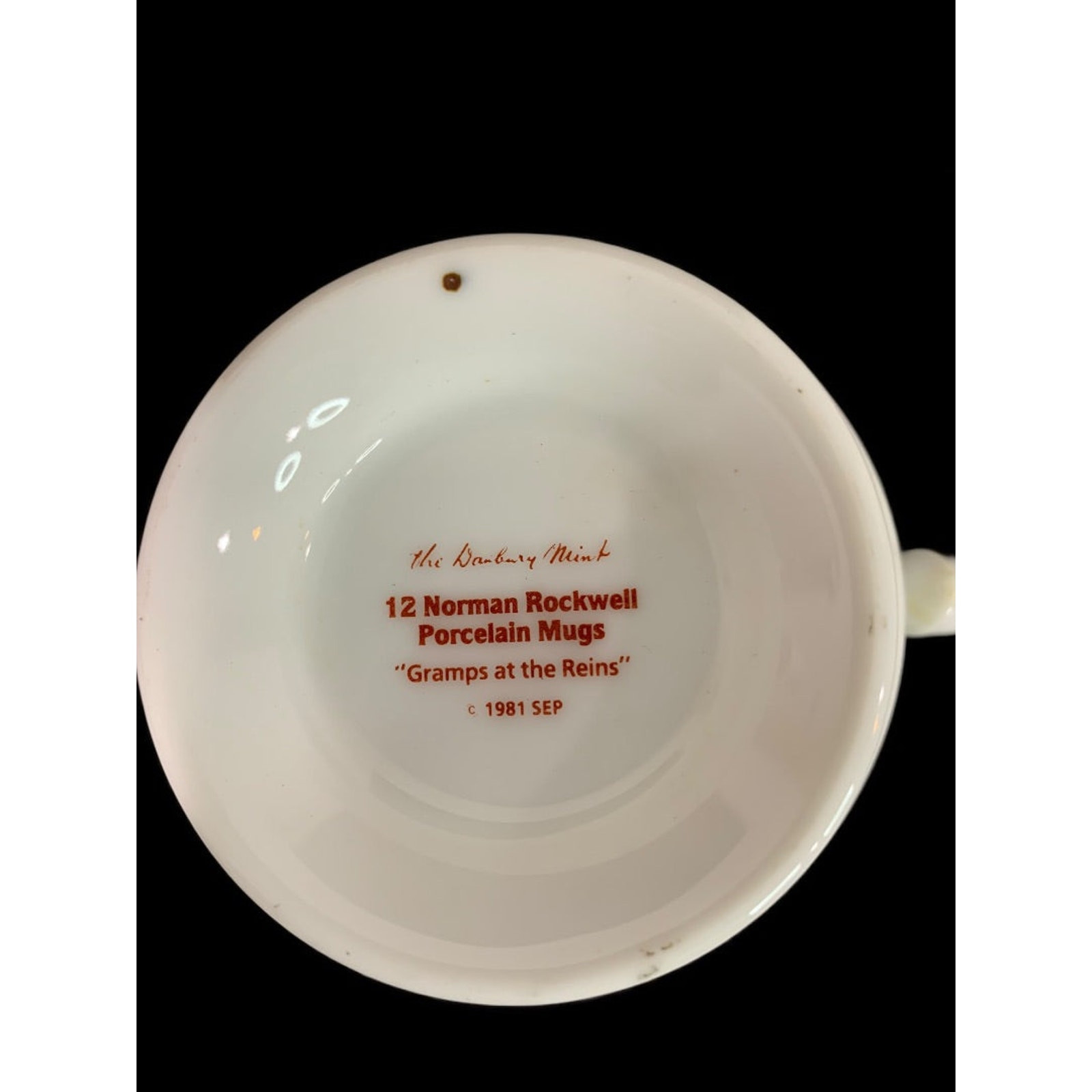 1981 Norman Rockwell Porcelain Pedestal Mug "Gramps at the Reins" The Danbury