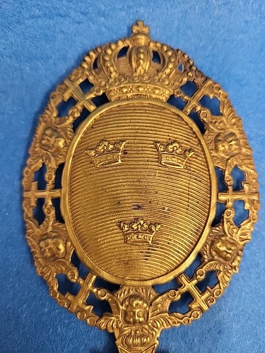 (962)  goldfarbendes Emblem Zierrat Königreich Schweden für Pickelhaube 1843 - Bild 2 von 11