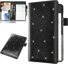 Server Books with 2 Zipper Pouch for Waitress, Waitress/Waiter Glitter black