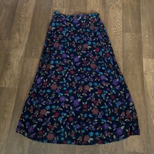 Vintage 1990s Sag Harbor Womens Boho Style Floral Pattern Rayon Maxi Long Skirt