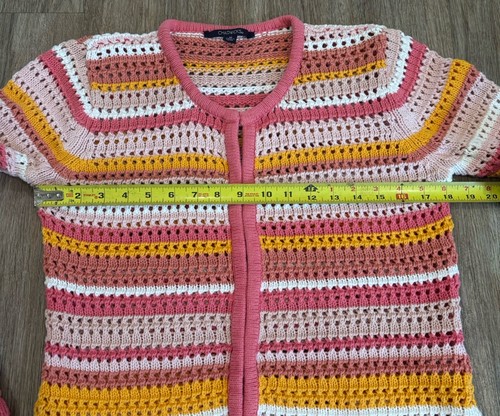 Vintage Chadwicks rosa orange Streifen Strick Pullover Cardigan Medium 90’s Cottage - Bild 9 von 12