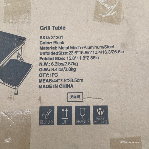 RedSwing Camping Grill Table Folding 24”x16”x27” Black Metal Steel Mesh - Picture 2 of 7