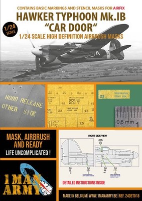 1/24 Hawker Typhoon Mk.1B 'Car Door' (Airfix A19003) Airbrush Paint Mask