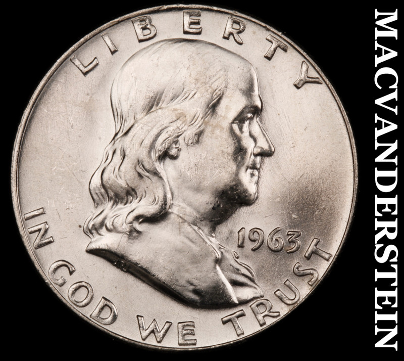 1963-D Silver Franklin Half Dollar - Choice Gem Brilliant Unc  Lustrous  #M634