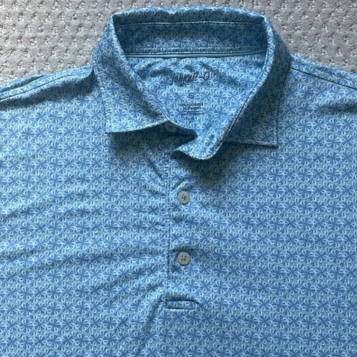 Johnnie O Polo Shirt Mens Small Blue Printed Performance Short Sleeve Golf - Picture 2 of 7