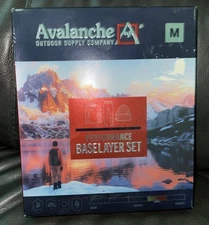 NEW MEN'S AVALANCHE PERFORMANCE BASE LAYER 3 PIECE SET BLACK LARGE  LIGHTWEIGHT