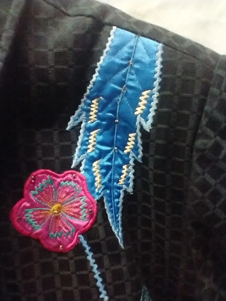 Chaqueta Blazer Indigo Moon Mujer XXL Bordada Forrada Artística Única Arte De Usar Foto 4 de 4