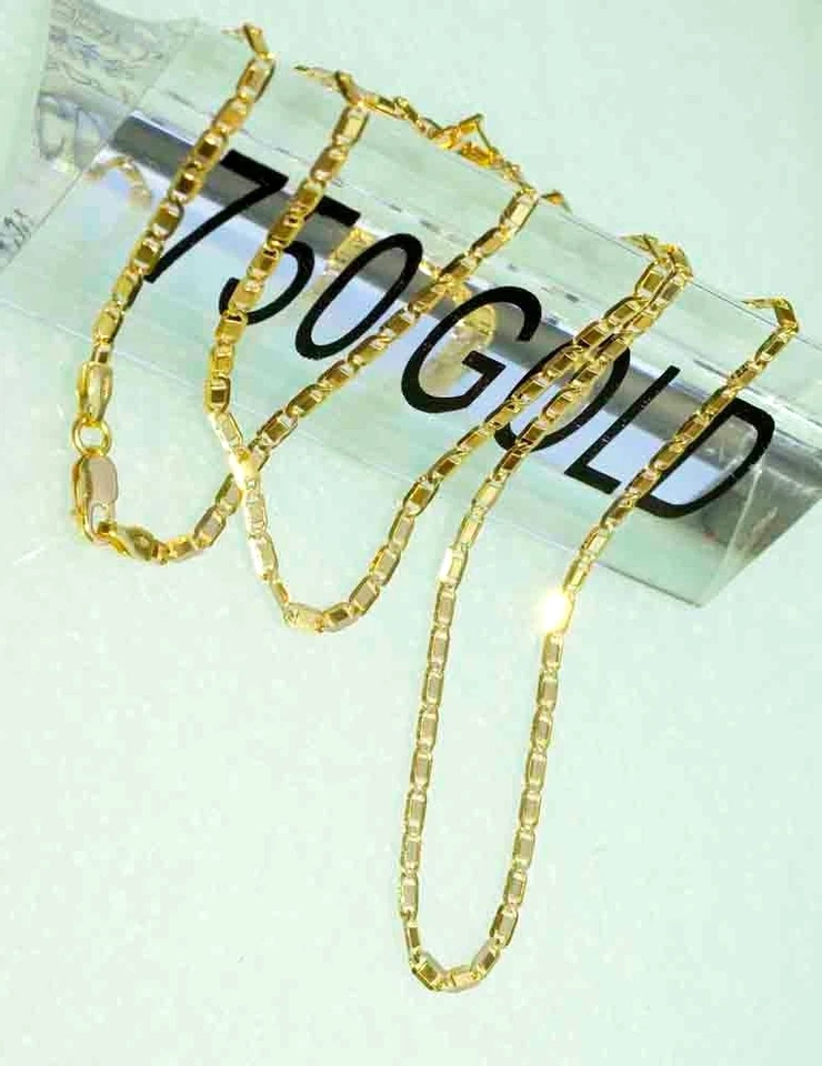 60 cm Halskette Plättchenkette 750 Gelbgold 18 KT Gold Kette Herren Unisex👍WOW - Bild 1 von 4