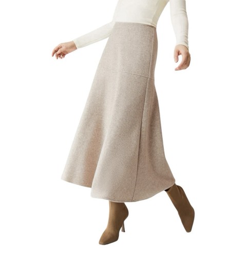OGL Cashsoft Wool Like Flared Maxi Heather Oatmeal Beige Damen Größe M - Bild 2 von 12