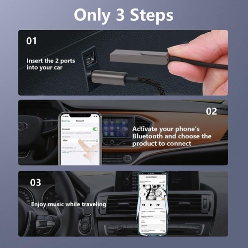 USA Aux a Bluetooth 5.1 Adattatore 3.5mm Ricevitore Bluetooth Microfono per Auto Lotto - Foto 18 di 21