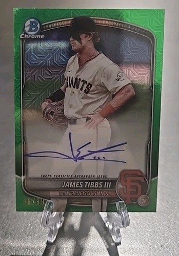2025 Bowman Chrome Mojo Green Refractor James Tibbs III Auto #/99 Giants MLB