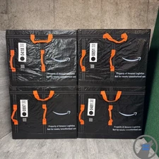 LOT OF 4 PREMIUM AMAZON COURIER DELIVERY CURRENT STYLE TOTE BAGS 28x24x20 BLACK