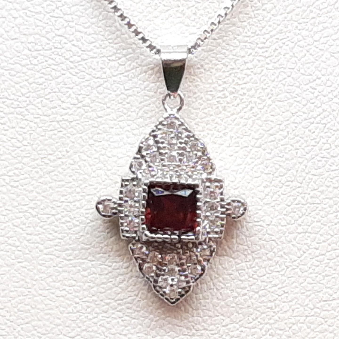 World Class .70ctw Garnet & White Sapphire 925 Silver Pendant