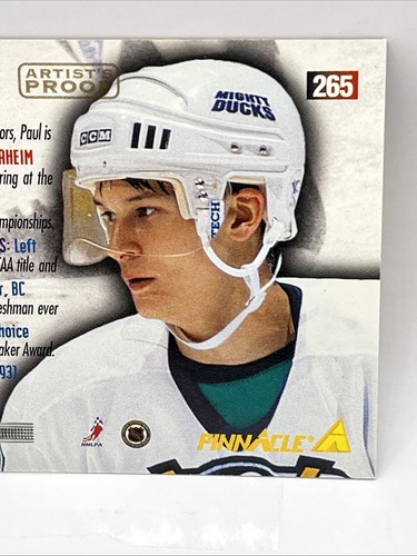 1994-95 Pinnacle Hockey Paul Kariya #265 Artist’s Proof Anaheim Mighty Ducks - Picture 8 of 10