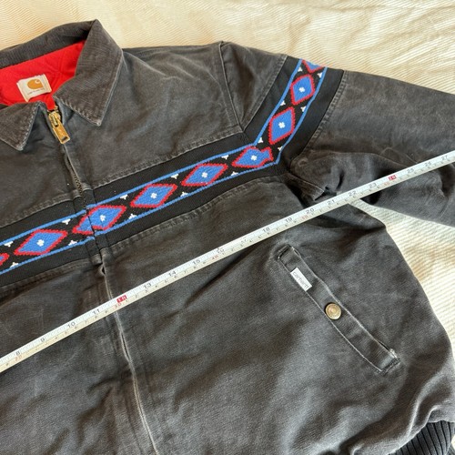 Chaqueta Carhartt Vintage Años 90 Southwest Azteca Santa Fe Bomber Hombre’s Grande Negra - Imagen 11 de 23