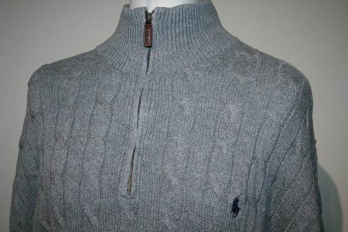 Maglione Ralph Lauren uomo quarto zip maglia cavo - XXL/2XL - grigio - collo alto - top - Foto 2 di 12