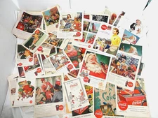 HUGE VINTAGE LOT OF  104 COKE COCA COLA PRINT ADS CHRISTMAS 1920-1960'S