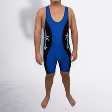 Matman Wresting Singlet Adult Large Blue Black Stars 