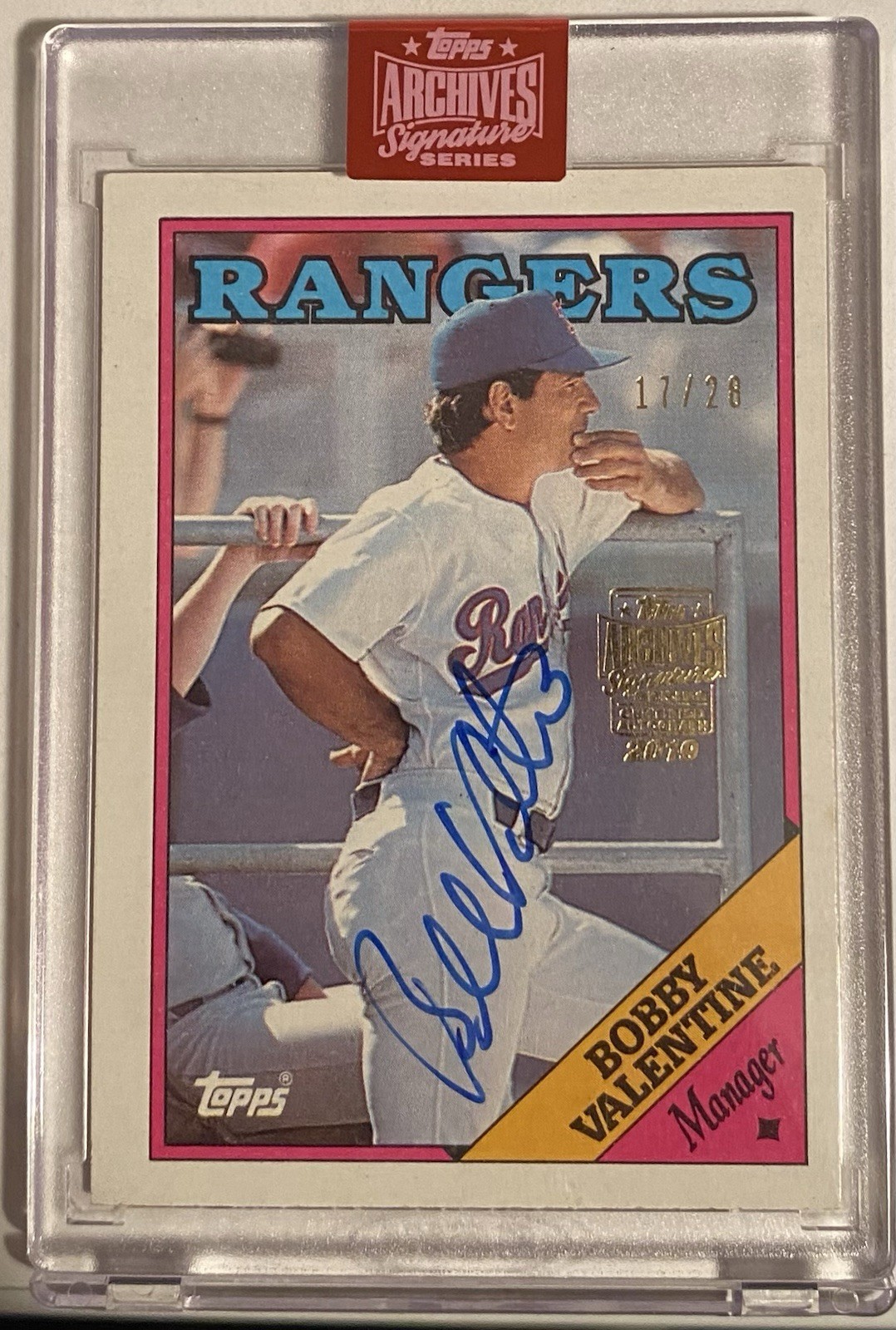 2019 BOBBY VALENTINE TOPPS ARCHIVES SIGNATURE SERIES AUTO 1988 TOPPS #d 17/28