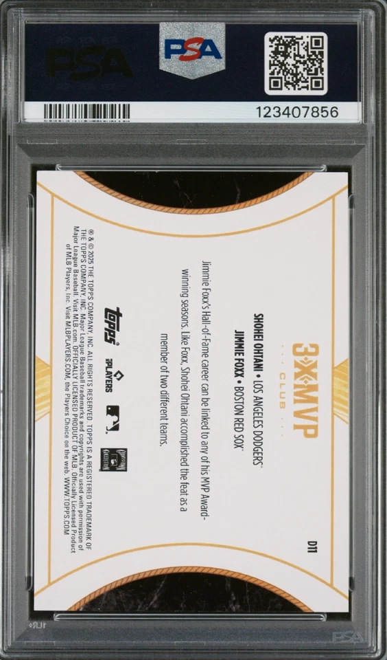 Shohei Ohtani Jimmie Foxx 2025 Topps "3X MVP" Welcome Green Foil 43/99 PSA 10 💎 Foto 3 de 3