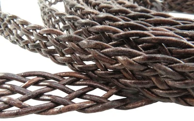 ESNADO Lederband geflochten Flach | Länge: 1 Meter | Breite:15 mm | Braun