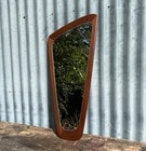 Vintage Asymmetrical Teak Framed Mid Century Wall Mirror 60s Retro Wavy