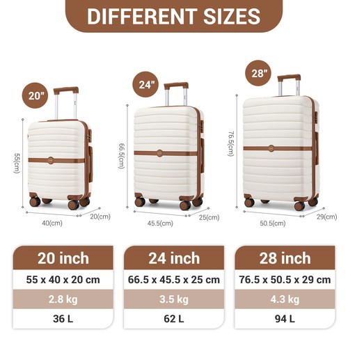 KONO 20/24/28Inch Hard Shell 4 Wheels Suitcase Cabin Hand Luggage Travel Case - Picture 5 of 55