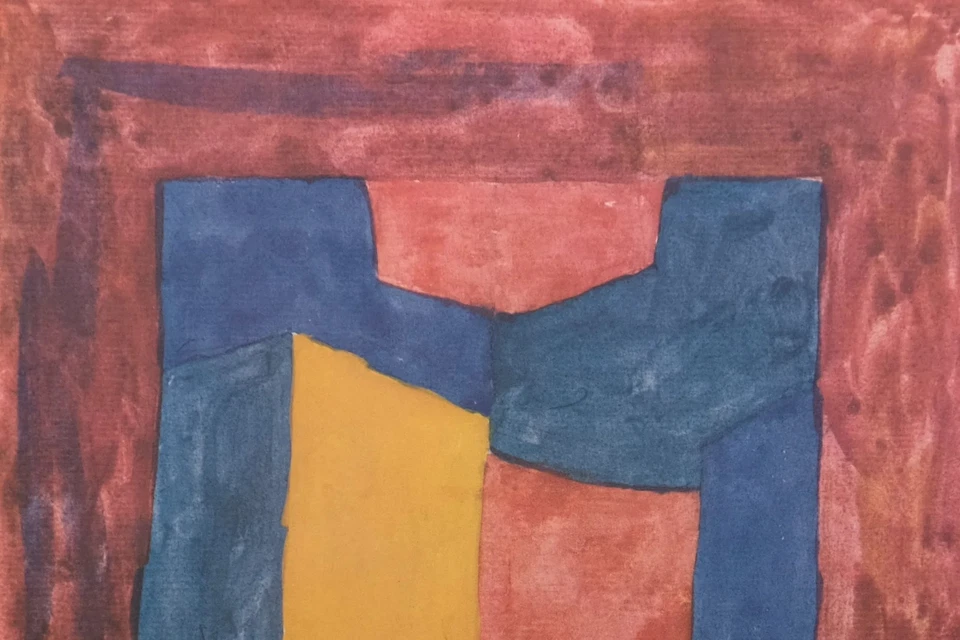 Serge Poliakoff: Composición Azul, Rojo y Amarillo - Litografía Firmada Foto 3 de 4