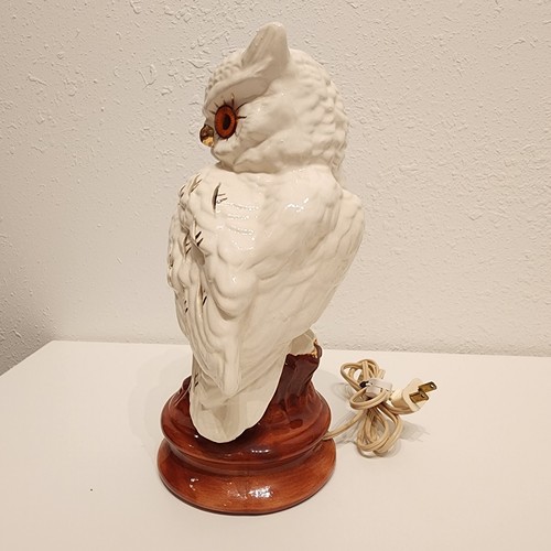 Vintage 1970s White Ceramic Owl Accent Nightlight 12" Lamp Glowing Eyes RARE - Picture 6 of 11