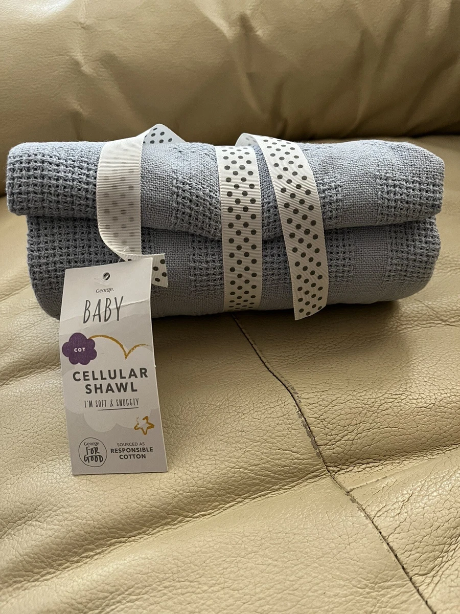 Baby Blanket Cellular Shawl BNWT Blue George Asda Newborn Baby Infant Cute  UK | eBay