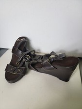 Womens Wedge Sandals Brown Size 7m Straps