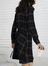 Monroll Long Sleeve Black Button Through Plaid A Line Shirt Dress Size Small.  d