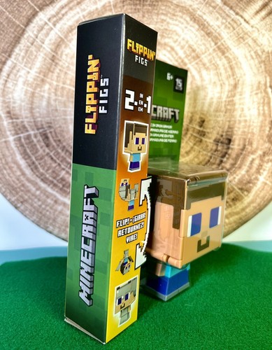 2024 Minecraft Flippin’ Figs - STEVE + IRON ARMOR STEVE 2-in-1 Figure - Picture 3 of 9