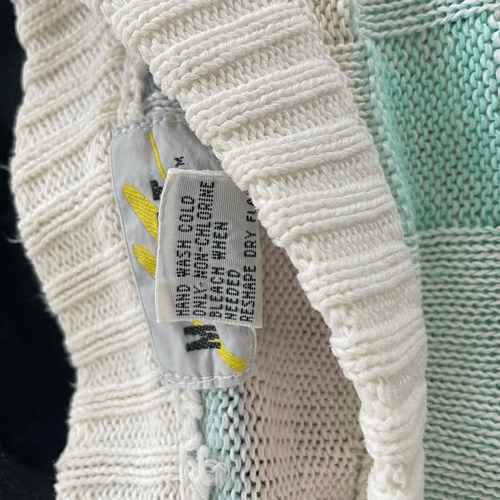 Vintage 80s Magnet Pastel Pink Yellow Blue Green Oversized Sweater S - Picture 8 of 8