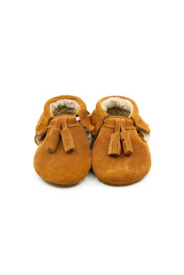 10114 Camel Size 3 Baby Leather Moccasins Genuine Leather YoYo Junior