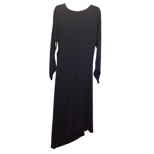 Scoop Womens Ruched Long Sleeve Stretch Asymmetric Midi Dress Black Size Large - Picture 5 of 5