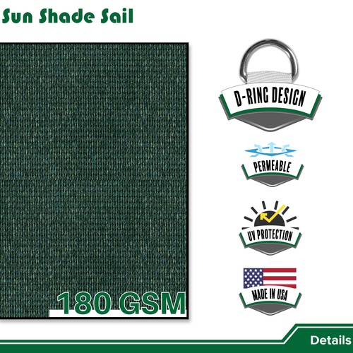 Customize Green Right Triangle Outdoor Sun Shade Sail Breathable UV Block 90% - Picture 2 of 11