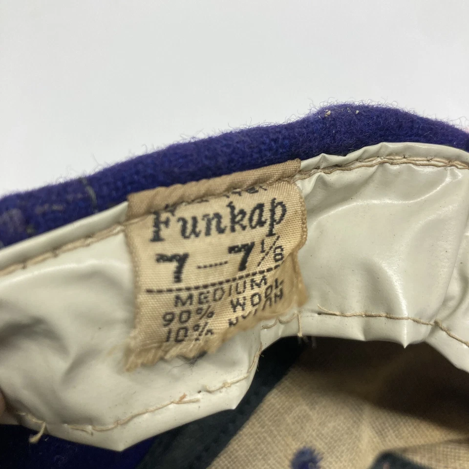 Gorra de béisbol vintage años 50 60 fieltro mezcla lana gorra con funkap talla 7-7-1/8 Foto 4 de 4