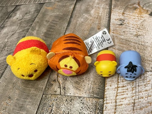 Winnie The Pooh Tsum Tsum Lot of 4 Mini Plush & Vinyl Tigger Eeyore Pooh Bear - Picture 2 of 10