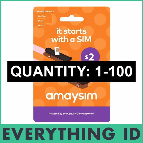 $2 AMAYSIM AUSTRALIA PREPAID MULTI FIT SIM CARD 3G 4G 5G LTE STD NANO MICRO LOT - 第 1/5 張圖片