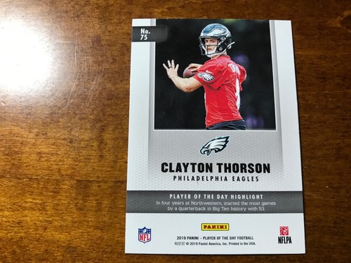 2019 Panini Player of the Day #75 Clayton Thorson🏈🏈🏈 - Picture 2 of 2