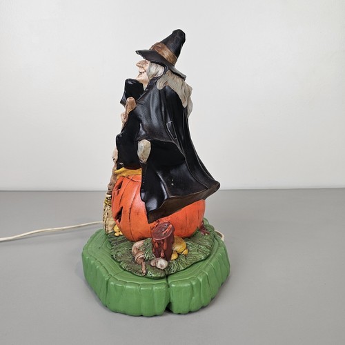 Vintage Halloween Lighted Witch Broom on Jack O Lantern Ceramic 13" Ceramic Mold - Picture 4 of 16