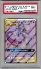 Pokemon Mewtwo Mew GX Full Art Holo English 222/236 Unified Minds PSA 9 Mint 